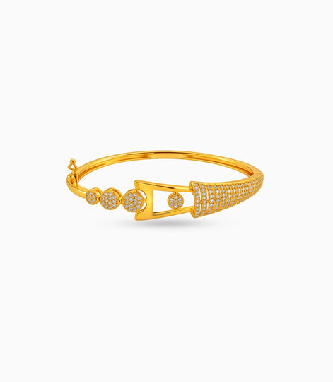Gold Plated Circular Cluster AD Flexible Bracelet