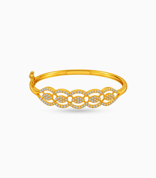 Gold Plated Oval Wave AD Flexible Bracelet