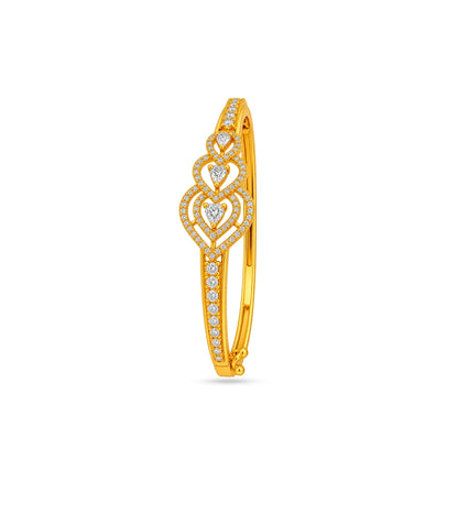 Gold Plated Tiered Scalloped AD Flexible Bracelet