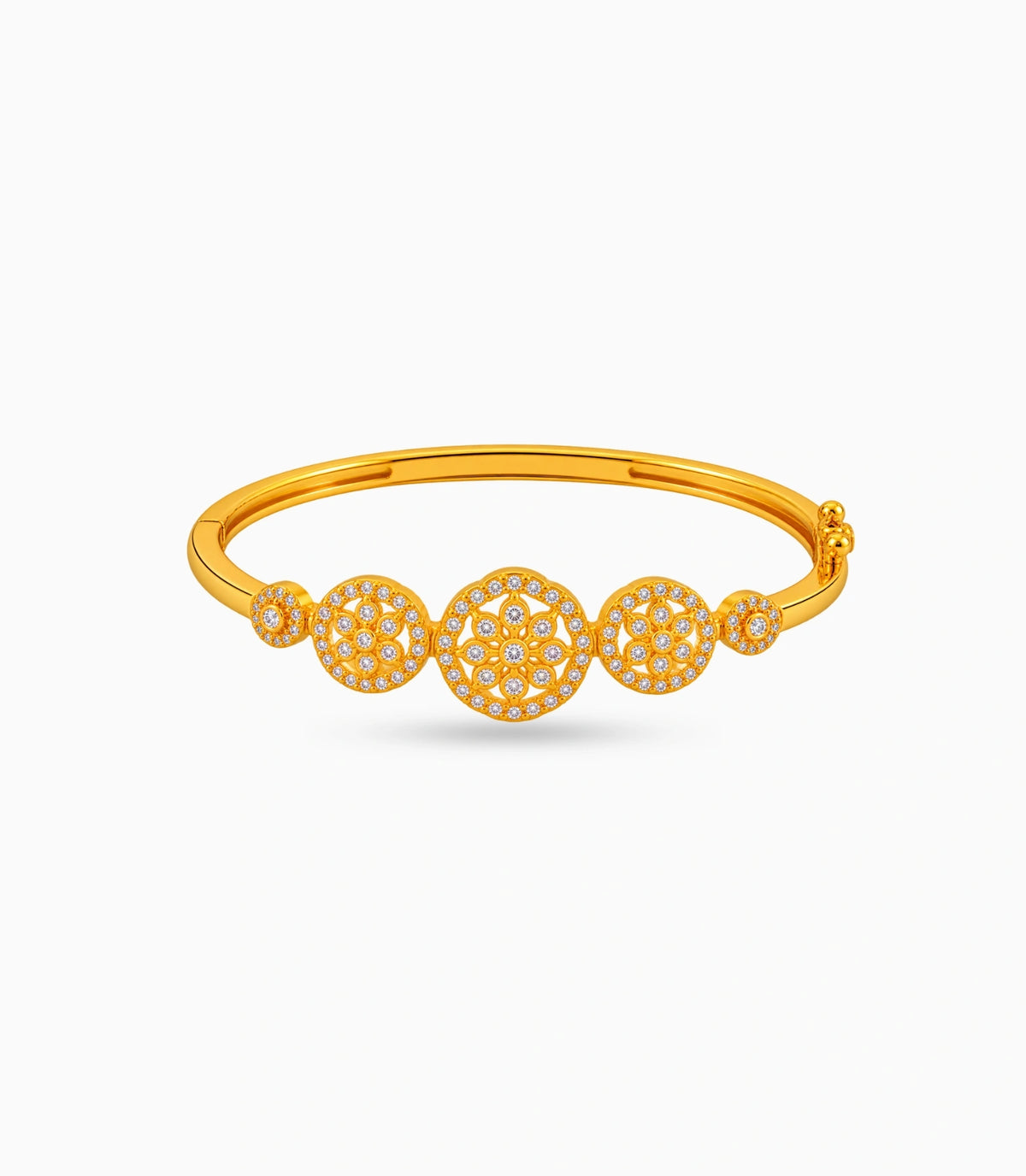 Gold Plated Circular Bloom AD Flexible Bracelet