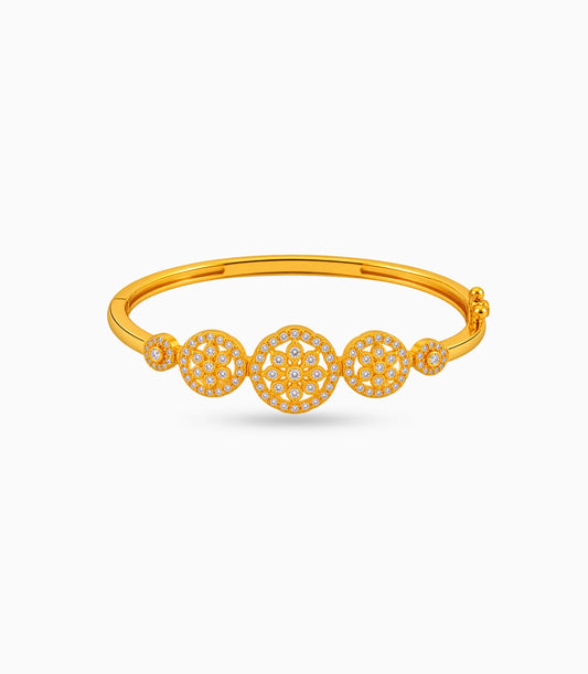 Gold Plated Circular Bloom AD Flexible Bracelet