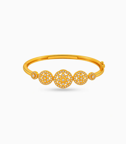 Gold Plated Circular Bloom AD Flexible Bracelet