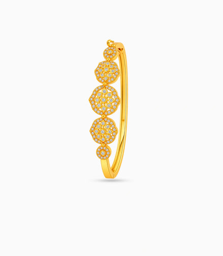 Gold Plated Circular Bloom AD Flexible Bracelet