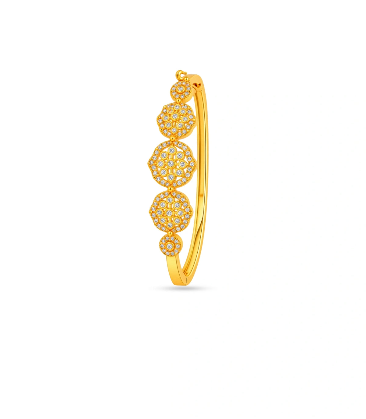 Gold Plated Circular Bloom AD Flexible Bracelet