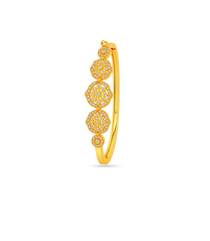 Gold Plated Circular Bloom AD Flexible Bracelet