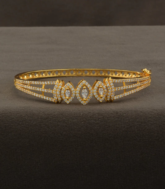 Gold Plated Eye Link Marquise AD Flexible Bracelet