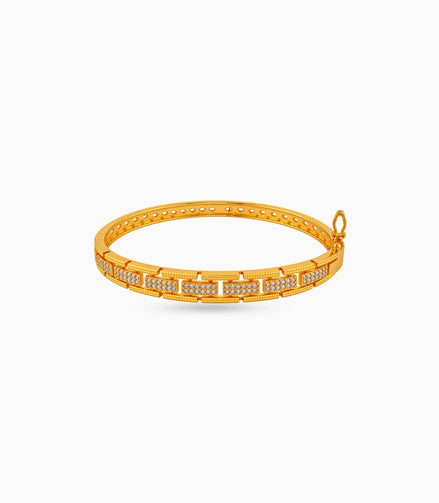 Gold Plated Rectangular Bar Link AD Flexible Bracelet
