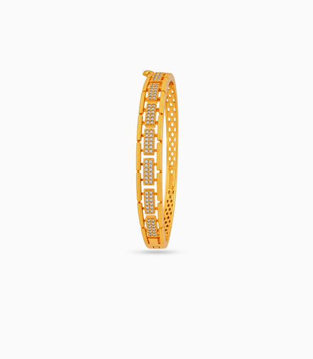 Gold Plated Rectangular Bar Link AD Flexible Bracelet