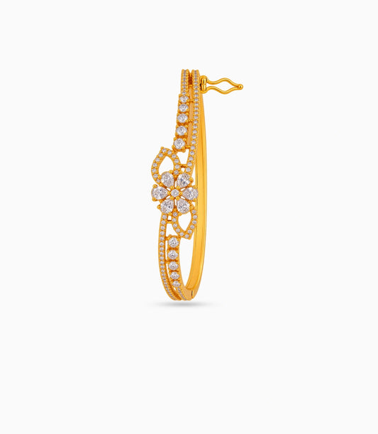 Gold Plated Blossom Openwork AD Flexible Bracelet