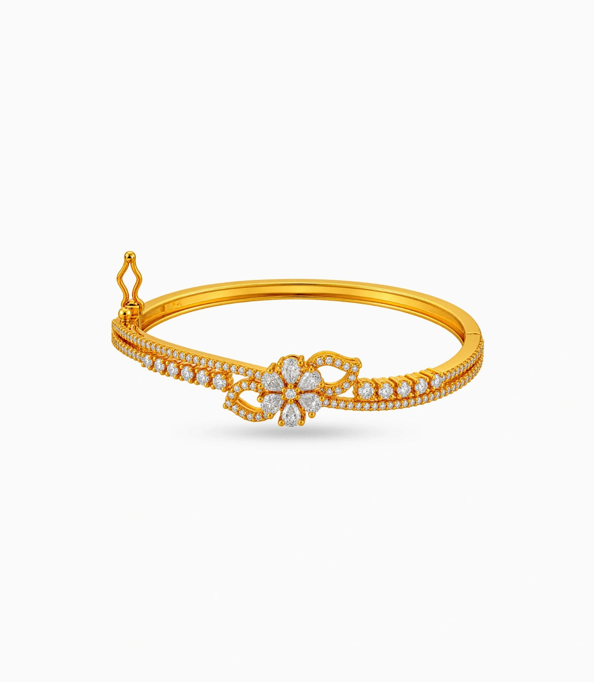 Gold Plated Blossom Openwork AD Flexible Bracelet