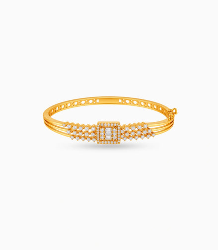 Gold Plated Square Halo AD Flexible Bracelet