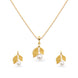 Gold Plated Delicate Pearl CZ  Necklace Set