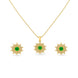 Gold Plated Delicate Green Star CZ Chain Pendant Set