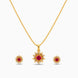 Gold Plated Delicate Red Star CZ Necklace Set