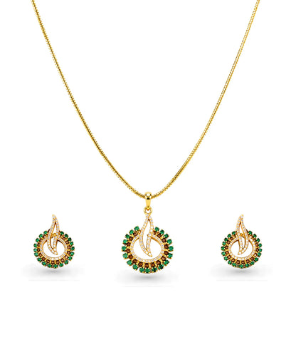 Gold Plated Delicate Diya CZ Chain Pendant Set