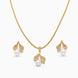 Gold Plated Leaf AD Pearl Necklace Set