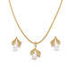Gold Plated Leaf AD Pearl Necklace Set