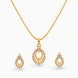 Gold Plated Delicate Oval CZ Chain Pendant Set