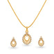 Gold Plated Delicate Oval CZ Chain Pendant Set