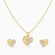 Gold Plated Delicate Heart CZ Chain Pendant Set