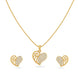 Gold Plated Delicate Heart CZ Chain Pendant Set