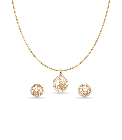 Gold Plated Delicate Geometric CZ Chain Pendant Set