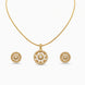Gold Plated Delicate Round CZ Chain Pendant Set