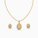 Gold Plated Delicate Floral Lattice CZ Chain Pendant Set