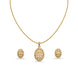 Gold Plated Delicate Floral Lattice CZ Chain Pendant Set