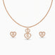 Rose Gold Plated Delicate Dual Heart CZ Chain Pendant Set