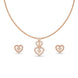 Rose Gold Plated Delicate Dual Heart CZ Chain Pendant Set