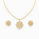 Gold Plated Delicate Lotus Mandala CZ Chain Pendant Set