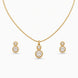 Gold Plated Delicate Dual Round CZ Chain Pendant Set