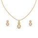 Gold Plated Delicate Dual Round CZ Chain Pendant Set
