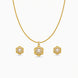 Gold Plated Delicate Pearl Floral CZ Chain Pendant Set