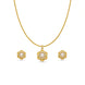 Gold Plated Delicate Pearl Floral CZ Chain Pendant Set