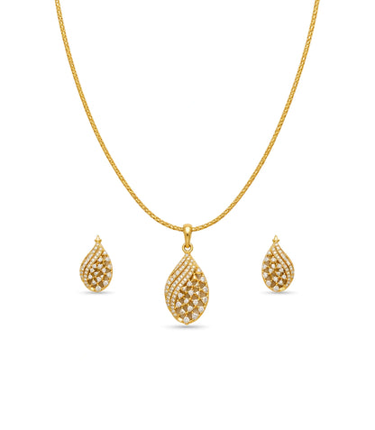 Gold Plated Delicate Fancy CZ Chain Pendant Set
