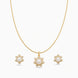 Gold Plated Delicate Pearl Bloom CZ Chain Pendant Set