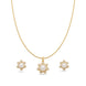 Gold Plated Delicate Pearl Bloom CZ Chain Pendant Set