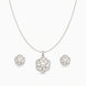 Rhodium Plated Delicate Pearl Spiral Petal CZ Chain Pendant Set
