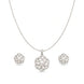 Rhodium Plated Delicate Pearl Spiral Petal CZ Chain Pendant Set