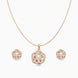 Rose Gold Plated Delicate Pearl Spiral Petal CZ Chain Pendant Set