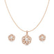 Rose Gold Plated Delicate Pearl Spiral Petal CZ Chain Pendant Set