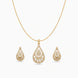 Gold Plated Delicate Art Deco CZ Chain Pendant Set