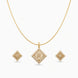 Gold Plated Delicate Square CZ Chain Pendant Set