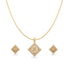 Gold Plated Delicate Square CZ Chain Pendant Set