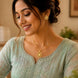 Gold Plated Delicate Round Star CZ Chain Pendant Set
