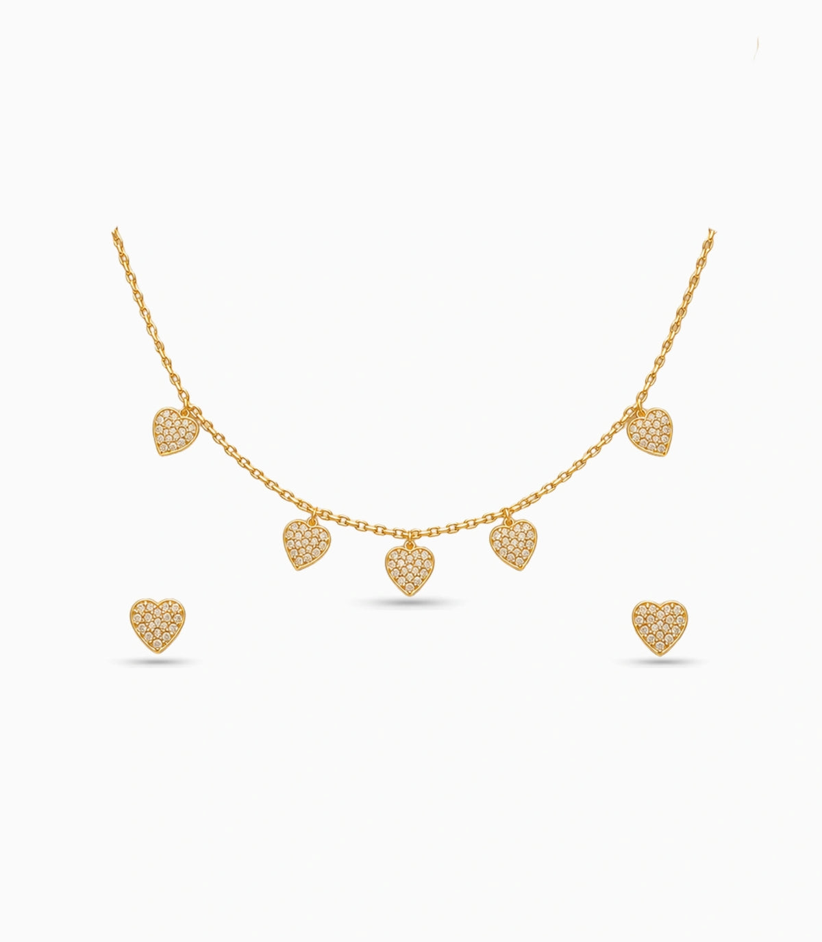 Gold Plated Delicate Charm CZ Necklace Set