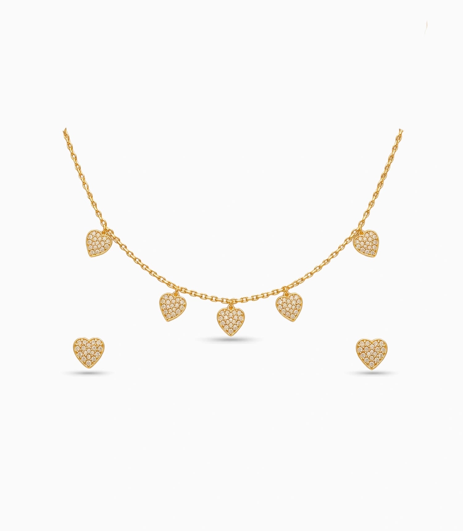 Gold Plated Delicate Charm CZ Necklace Set