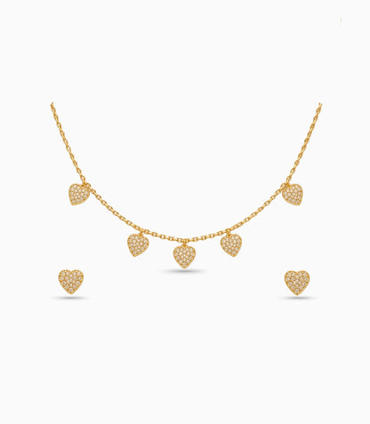 Gold Plated Delicate Charm CZ Necklace Set